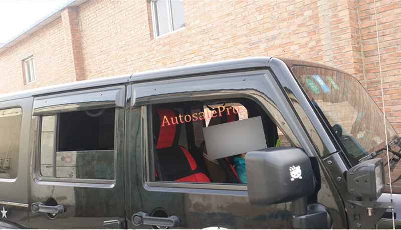 Черное окно козырек Vent Оттенки Солнце Дождь гвардии для Jeep Wrangler 4 двери 2007 08 09 10 11
