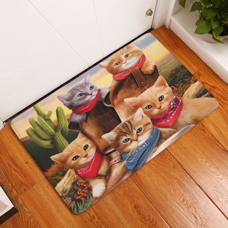 Nordic INS style printed door mat Cat cartoon carpet plant mat bedroom door bed covered with blanket