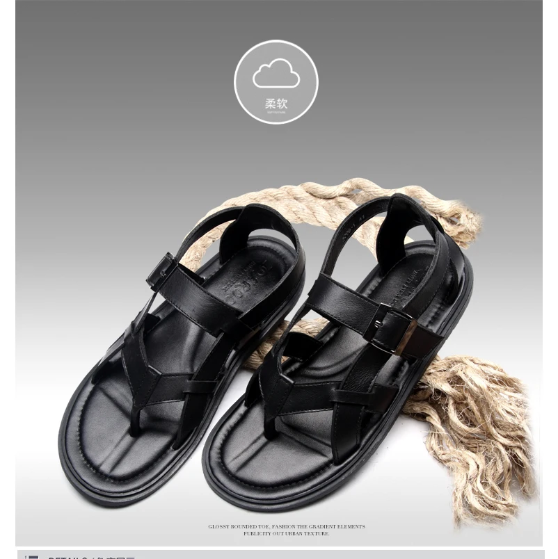 hot selling italian soft leather sandals men high quality new sandals genuine leather casual
