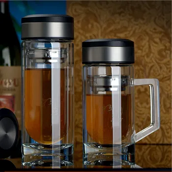 

Luxury Business Double Wall Glass Bottle Leak-Proof Anti-Scalding Vacuum Portable Office Car Tea Coffee Bottle Water Drinking