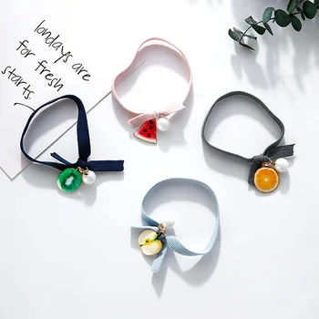 

1PC New Fruits Pearl Bow Elastic Women Girls Hairband Rubber Rope Accessories Ponytail Holder