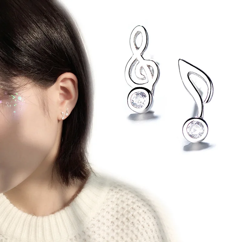 

Music Notes Stud Earrings Zircon Earing Jewelry Treble clef and Music Teacher Musician Graduation Personalized Gifts Wholesale