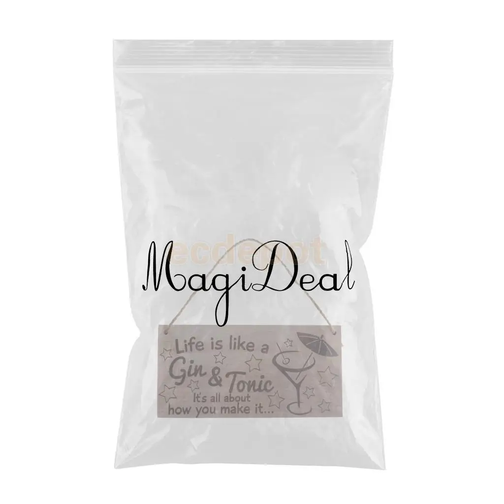 MagiDeal Life Is Like A Gin & Tonic Wooden Sign Home Bar Cocktail Party Wall Decoration Accessory Wooden Hanging Plaque Sign