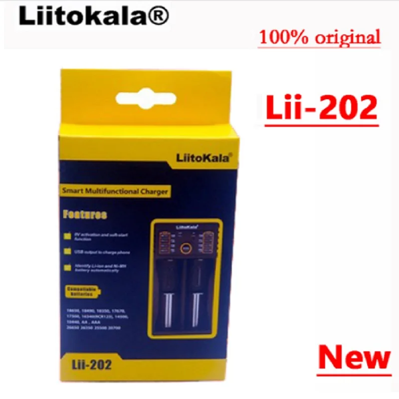 

LiitoKala Lii-202 USB Intelligent Battery Charger with Power Bank Function for Ni-MH Lithium for 18650 26650 18350 14500 lii202