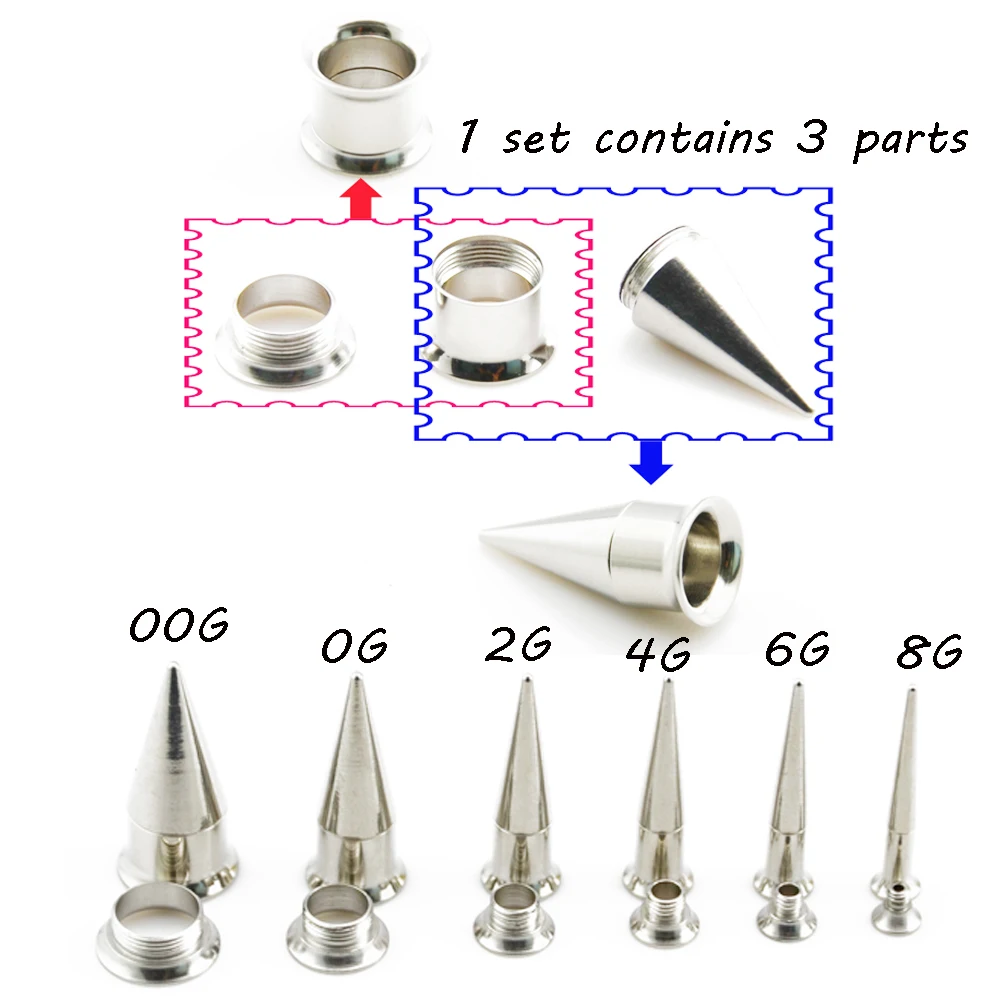 Pair Of 316L Stainless Surgical Steel Skull Hanging Tapers Plugs Expander E424 E