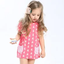 Little maven/детская брендовая одежда; Новинка года; летняя одежда для маленьких девочек; детское Хлопковое платье с карманами и принтом кролика для девочек; S0002