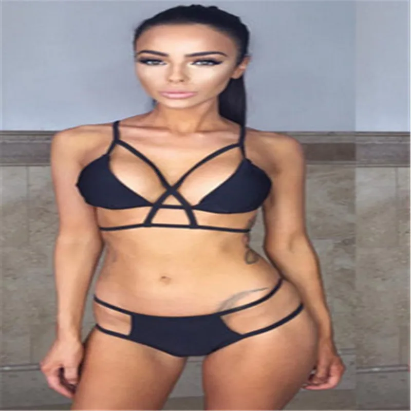 2017 Sexy Black Bikinis Women Push Up Bandage Swimsuit Brazilian Bikini 