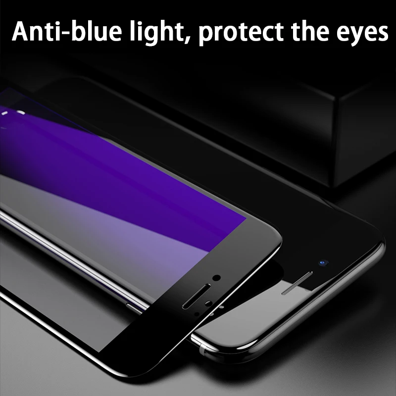 10D Anti-blau licht Gehärtetem Glas auf die für Apple iphone 6 6S 7 8 10 X S XR XS max 7plus 8plus
