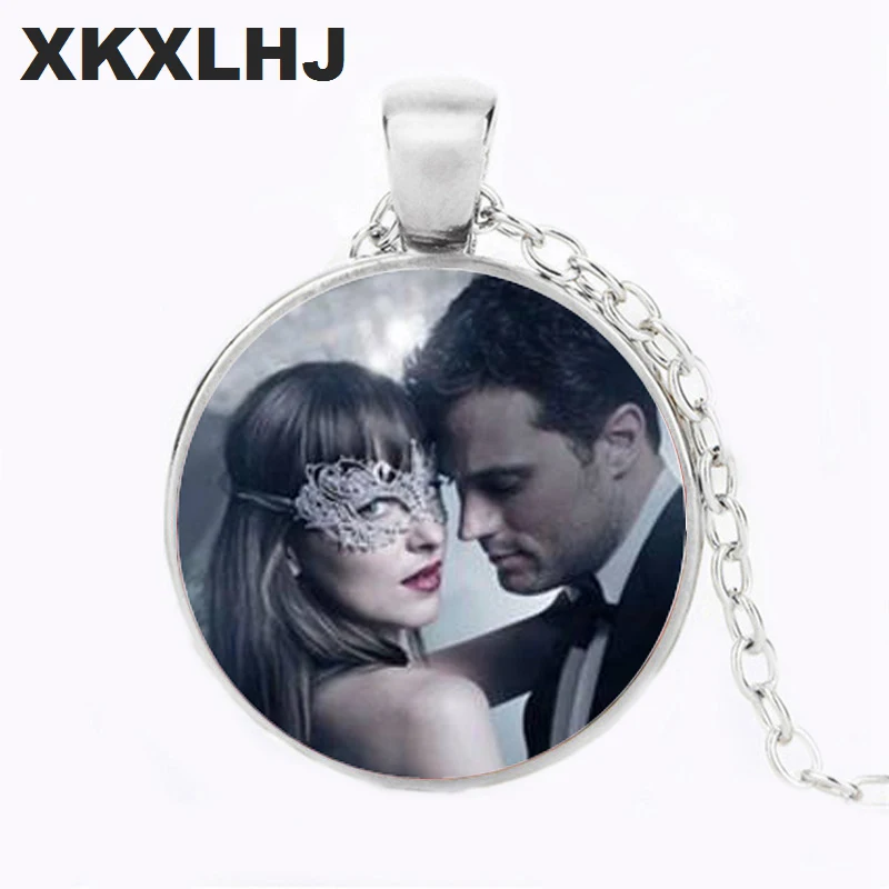 

XKXLHJ2018 Fashion 50 Tone Dark Necklace Fifty Degrees Grey Movie Pendant Glass Dome Necklace A Lady Sweater Chain