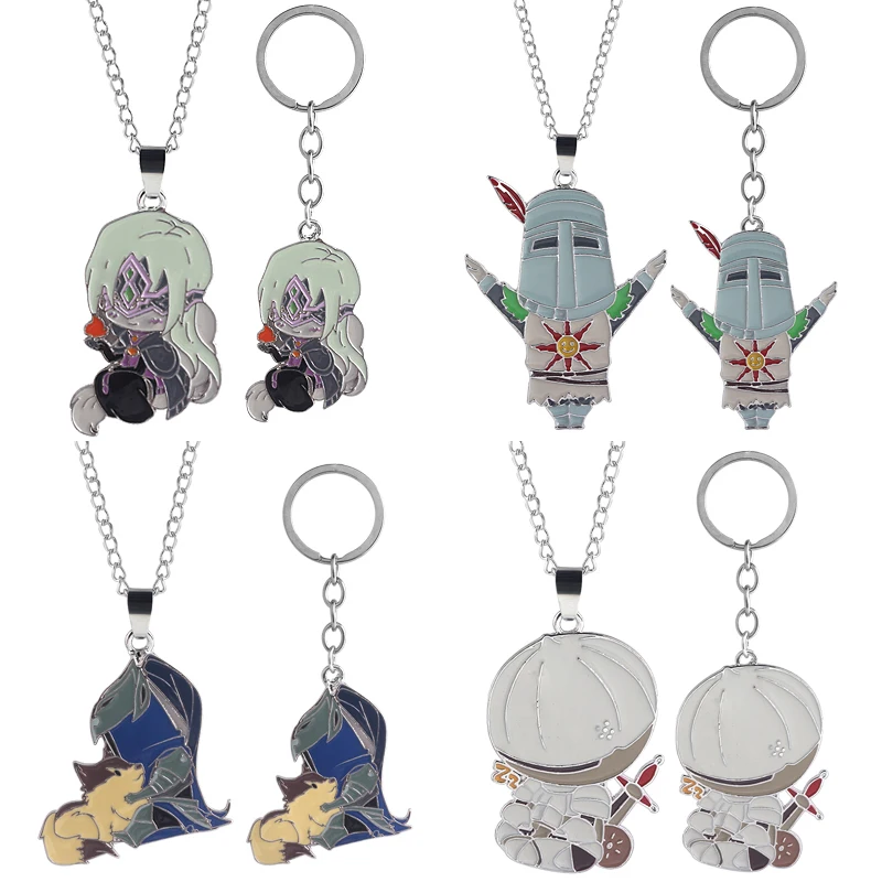 

Game Dark Soul III Keychains Fire Keeper Sun Knight Onion Knight Abyss Walker Artorias Knights Giant Wolf Schiff Keyrings