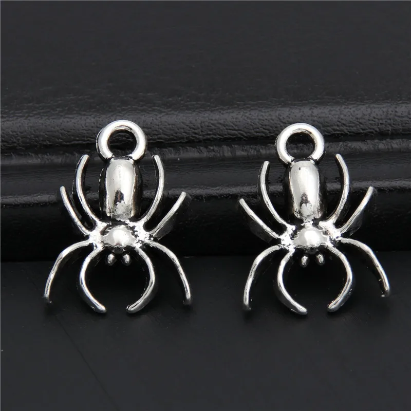 40pcs Tibetan Silver Bead Charms Spider Pendant Fit For Bracelet Tattoo Necklace Making A2939