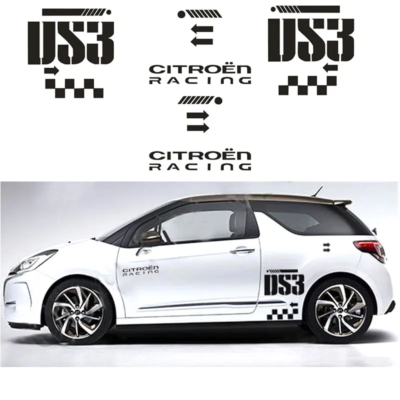 2 шт. для Citroen DS3 сбоку ралли Графика наклейки на автомобиль Тюнинг автомобилей#-0002