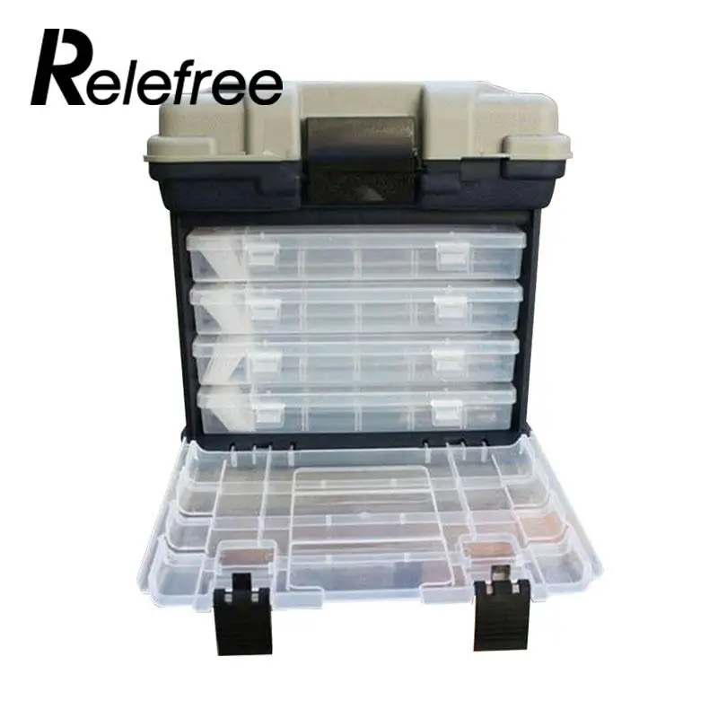 

Relefree Portable 5 Layer Fishing Tackle Tool Storage Box Case with Handle Plastic