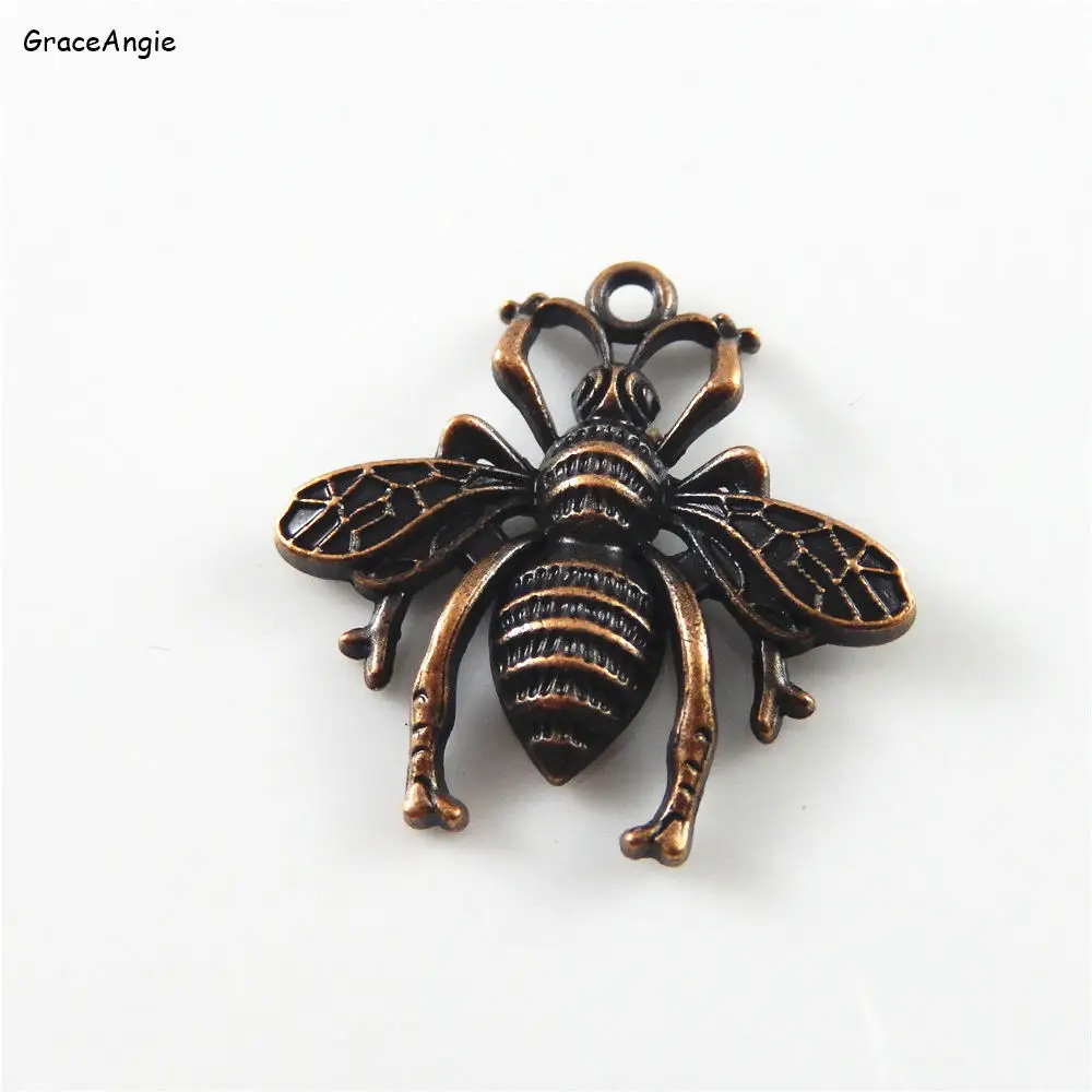 30pcs Antiqued Copper Lovely Honeybee Look Alloy Charms Pendants Jewelry Finding