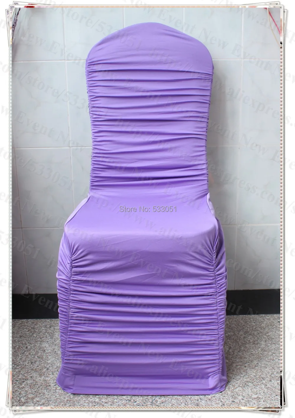 Hot Sale Lavender Color Ruffled Spandex Chair Cover/ Ruffle Lycra Chair