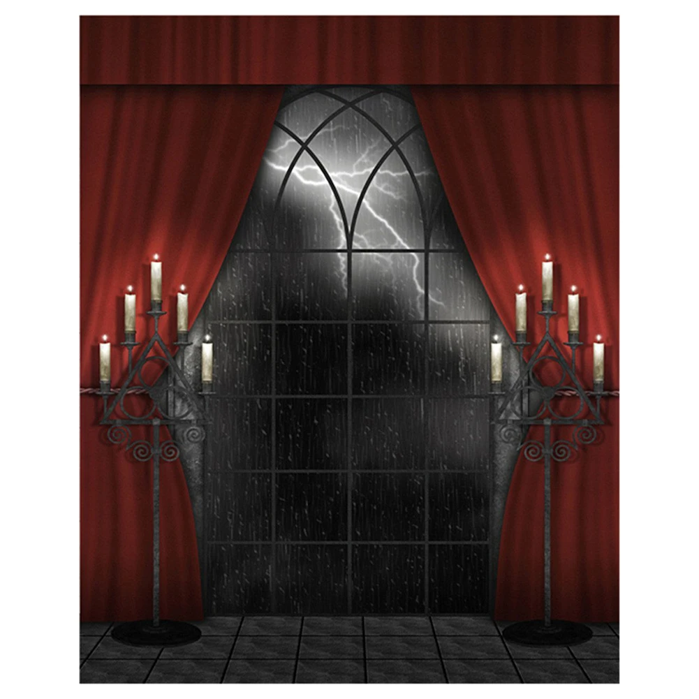 Horror Rainy Night Essenc Photography Backdrop Indoor 150x200cm Halloween Background Red Curtain Studio Background 