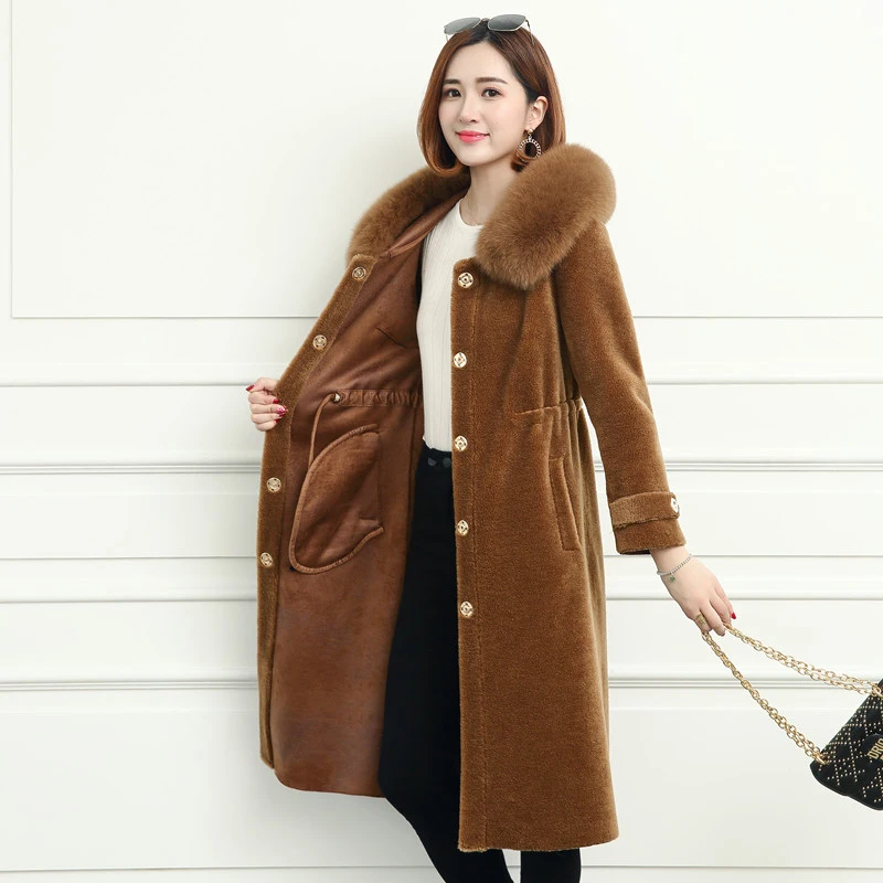 2019 Luxury Plus Size Real Fur Coat with Hood Female Thick Winter ...