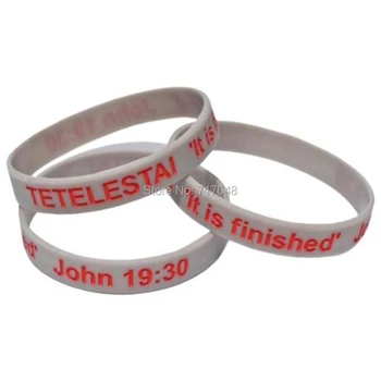 

100pcs tetelestai it is finished john 19:30 wristband silicone bracelets free shipping by FEDEX