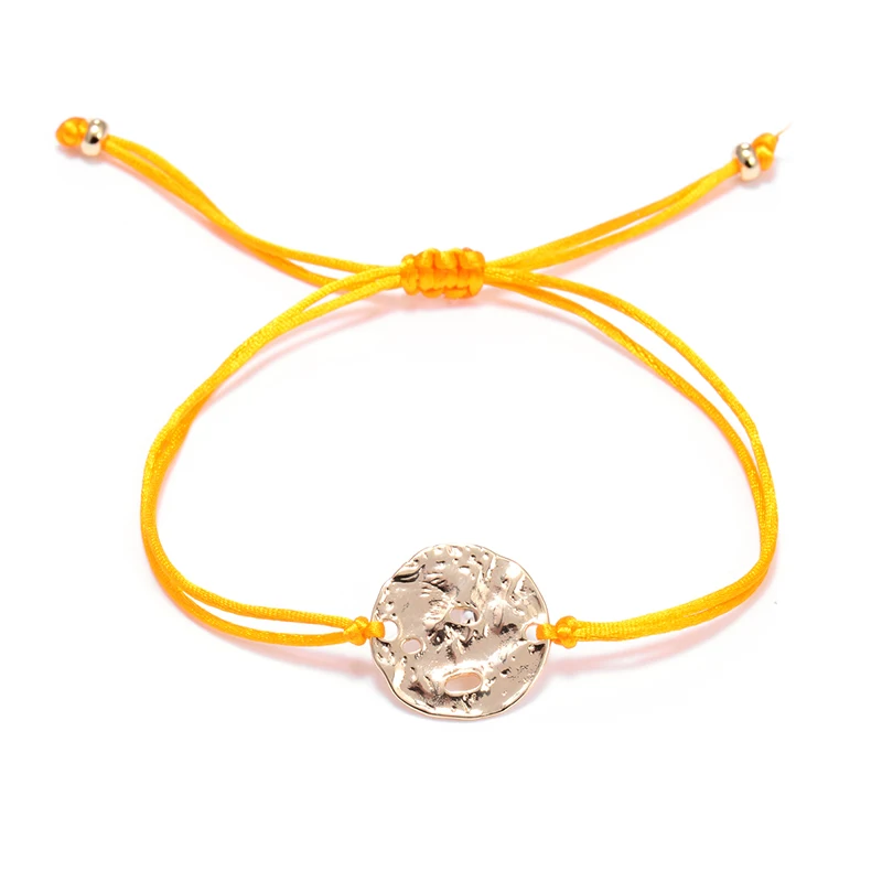 VEKNO золотой круг красная струна плетеные браслеты для женщин девочек Регулируемая Веревка Lucky Kids браслеты ювелирные изделия ручной работы