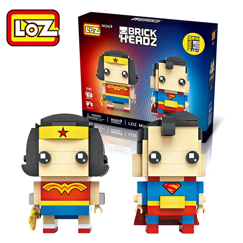 

LOZ Mini Blocks Super Heroes Building Blocks Set Wonder Woman Superman Brick Heads Justice League Action Figure Toys 1701