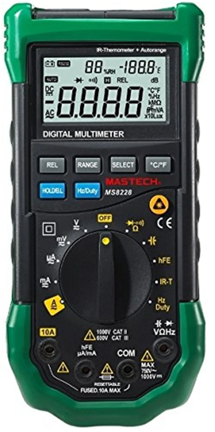 

MASTECH MS8228 Auto Range 4000 Counts Digital Multimeter Multifunctional Infrared Thermometer Environmental Hygrome