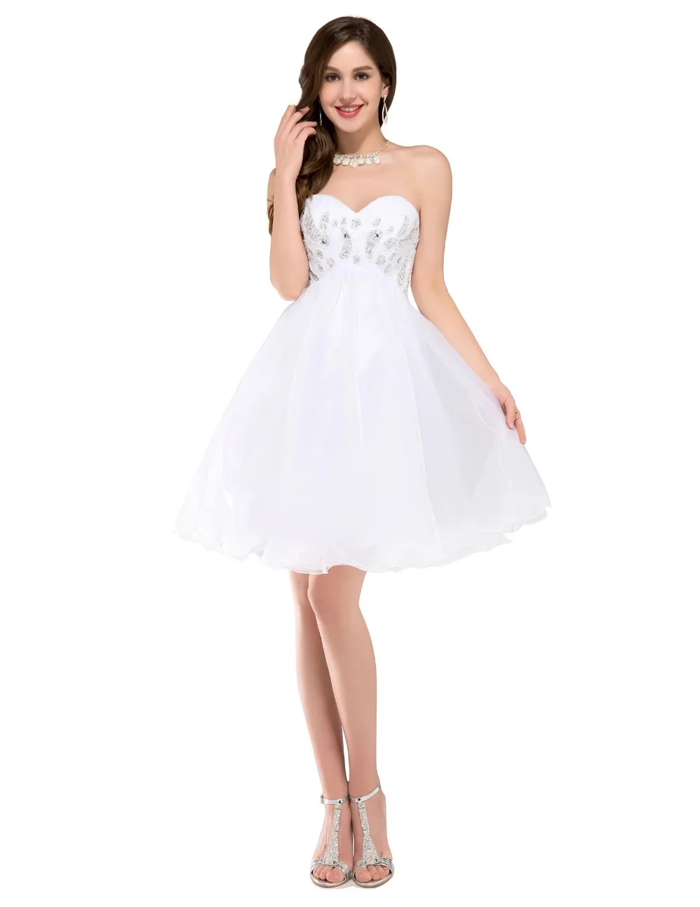 White short Prom Dresses 2016 New Arrival Elegant sweetheart neck
