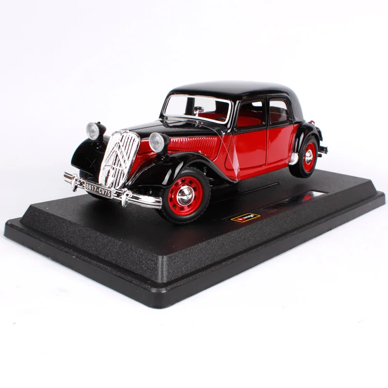 Bburago 1:24 1938 CITROEN 15 CV TA черный красный Сборный DIY гоночный литой под давлением модельный Комплект комплекты игрушечных автомобилей в коробке 25080