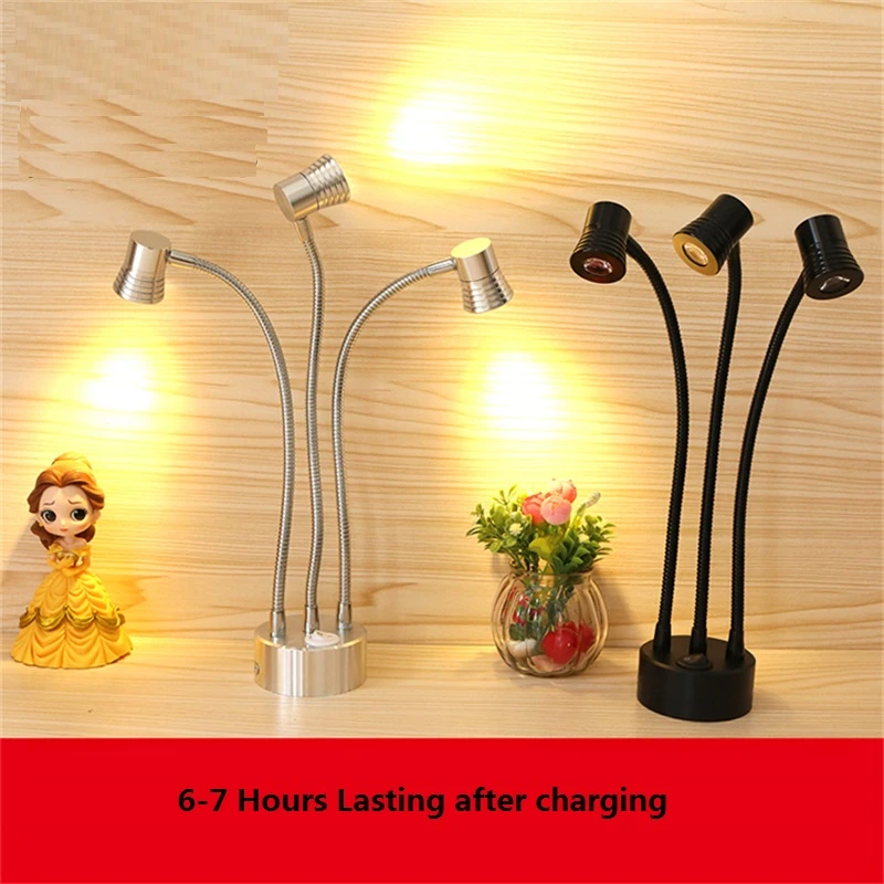 Lámpara led de de recarga de tubo flexible de 10 50CM, escritorio de exposición inalámbrico de 3 cabezales, techo, luz manguera de batería de LED| - AliExpress