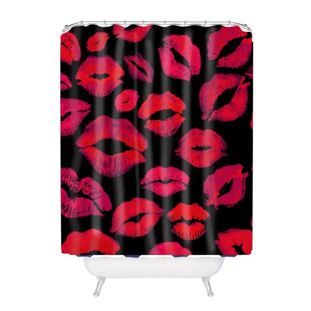 Sweet Kiss Sexy Red Lips Polyester Fabric Bathroom Shower Curtain 60