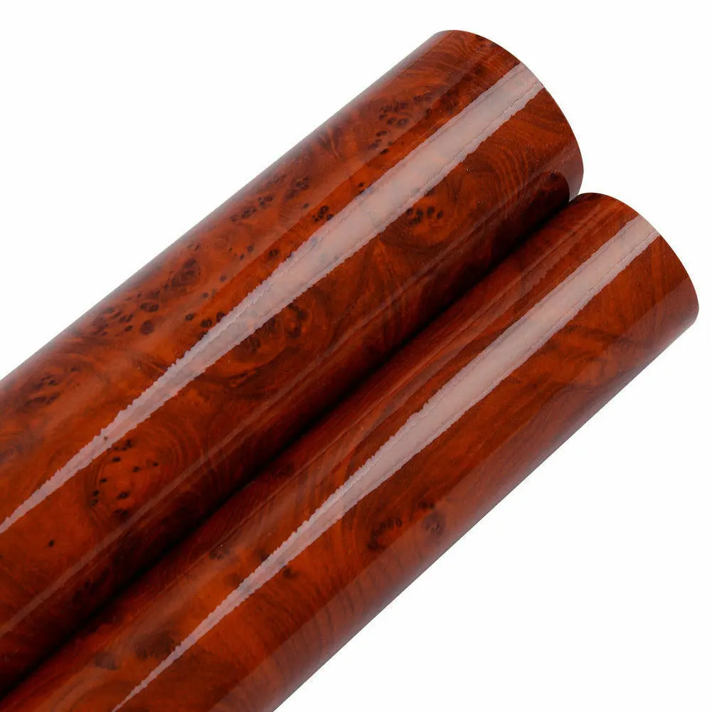 

PVC Wood Grain Decal Film Sticker Easy Clean DIY Fashion High Glossy Interior Wrap Durable Self Adhesive Protector Car Stickers