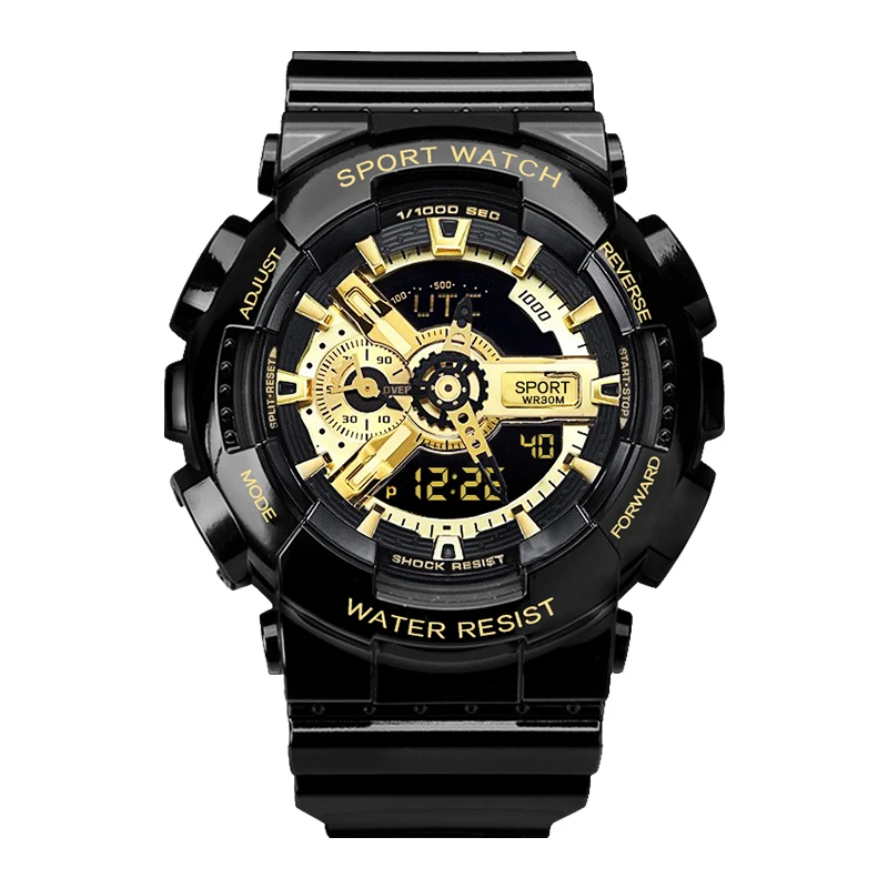 

SENSTHEN Waterproof Swimming Military Watch Analog Digital LED Electronic Quartz Wristwatches Men Sports Watches Dual Display