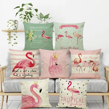 

Nordic Style Pink Flamingo Animals Printed Decorative Throw Pillow Cushion Cover Case Decoration For Car Sofa Bedroom 45x45cm