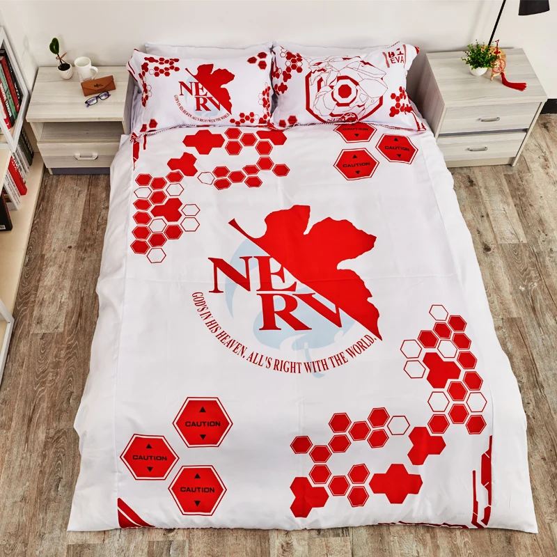 Anime Cartoon EVA Seikatsu Quilt Cover Bedding Set With Pillow Cases