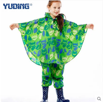 

Unisex outdoor waterproof polyester boys girls children kids poncho rainsuits with pants hooded free shipping