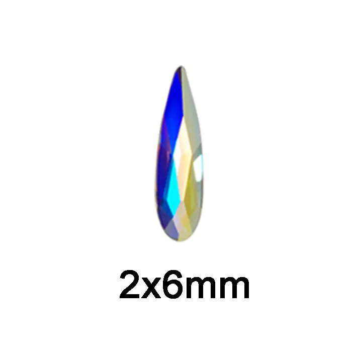 Лак для ногтей художественная одежда стразы 36 шт./упак. плоской формы различные формы и Размеры Стекло AB цветные камни для 3D Гелевые Ногти украшения - Цвет: Tear Drop 2X6mm AB