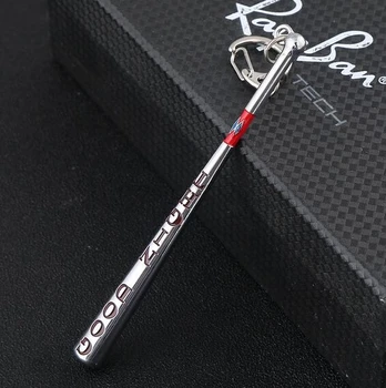

50PCS MS Suicide Squad Jewelry Baseball Bat Keychain Harley Quinn Key Rings Holder For Gift Car Key Chain Men Souvenir