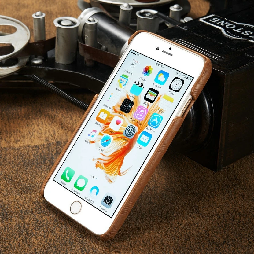 Черный Чехол для iphone6 6 S 5 5S SE 7 Плюс Натуральная Кожа роскошный Мягкий Ретро iphone plus