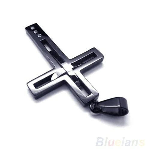 Мужская черная серебряная подвеска из нержавеющей стали 024K|cross pendant necklace|pendant