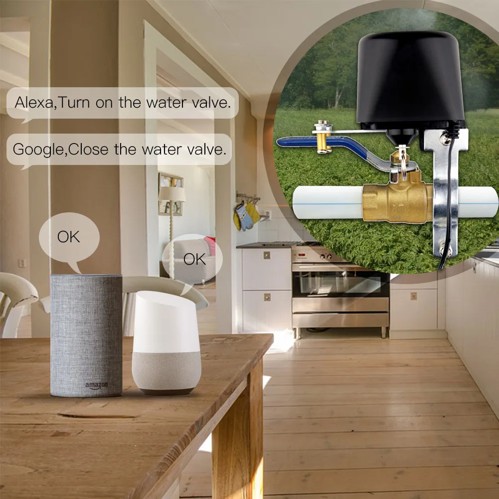 Wifi Smart Water Valve,Home Automation System Valve Control For Gas Or Water,Voice Control Work With Alexa Echo Google Home