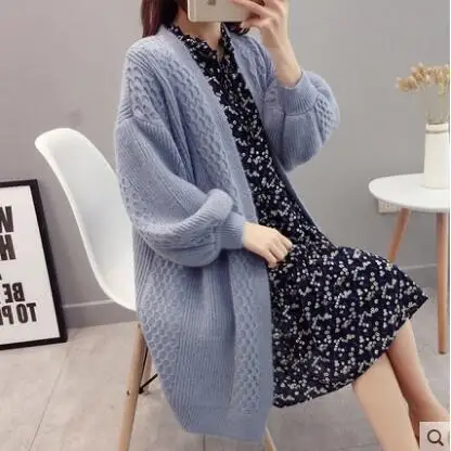 

2019 Autumn Winter Fashion Women Long Sleeve loose knitting cardigan sweater Lady Knitted Female pull femme