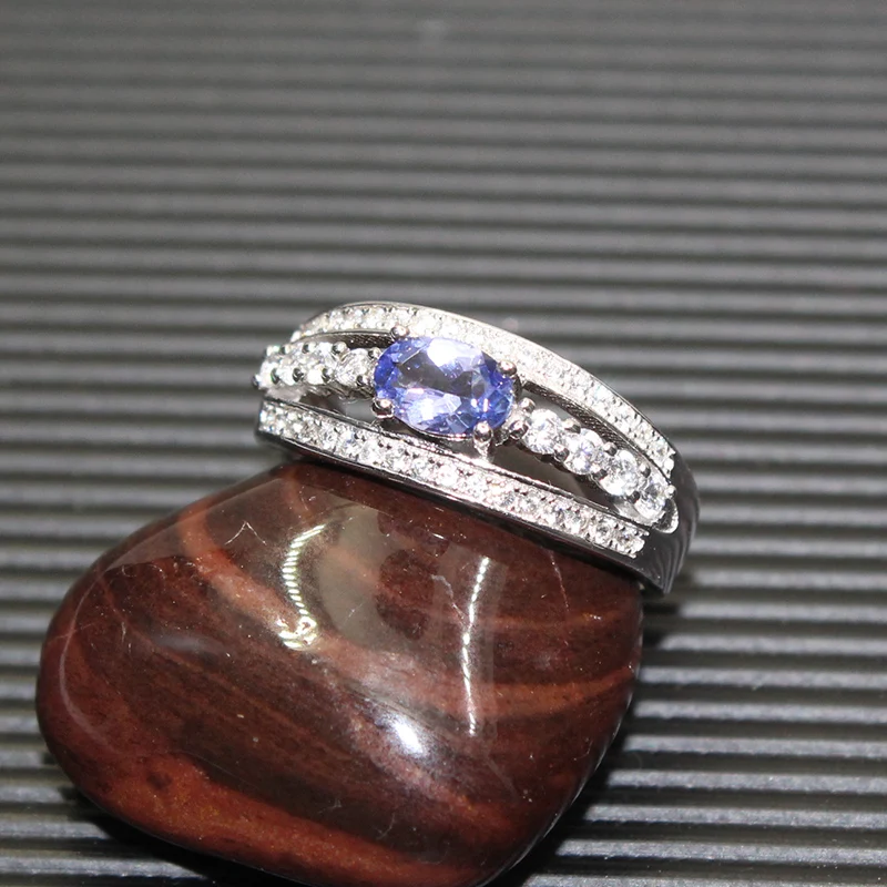 Акция, кольцо из натурального танзанита, 4 мм* 6 мм, 0,5 карат, кольцо из танзанита, кольцо из твердого серебра 925 пробы, кольцо с драгоценным камнем, романтический подарок на день рождения