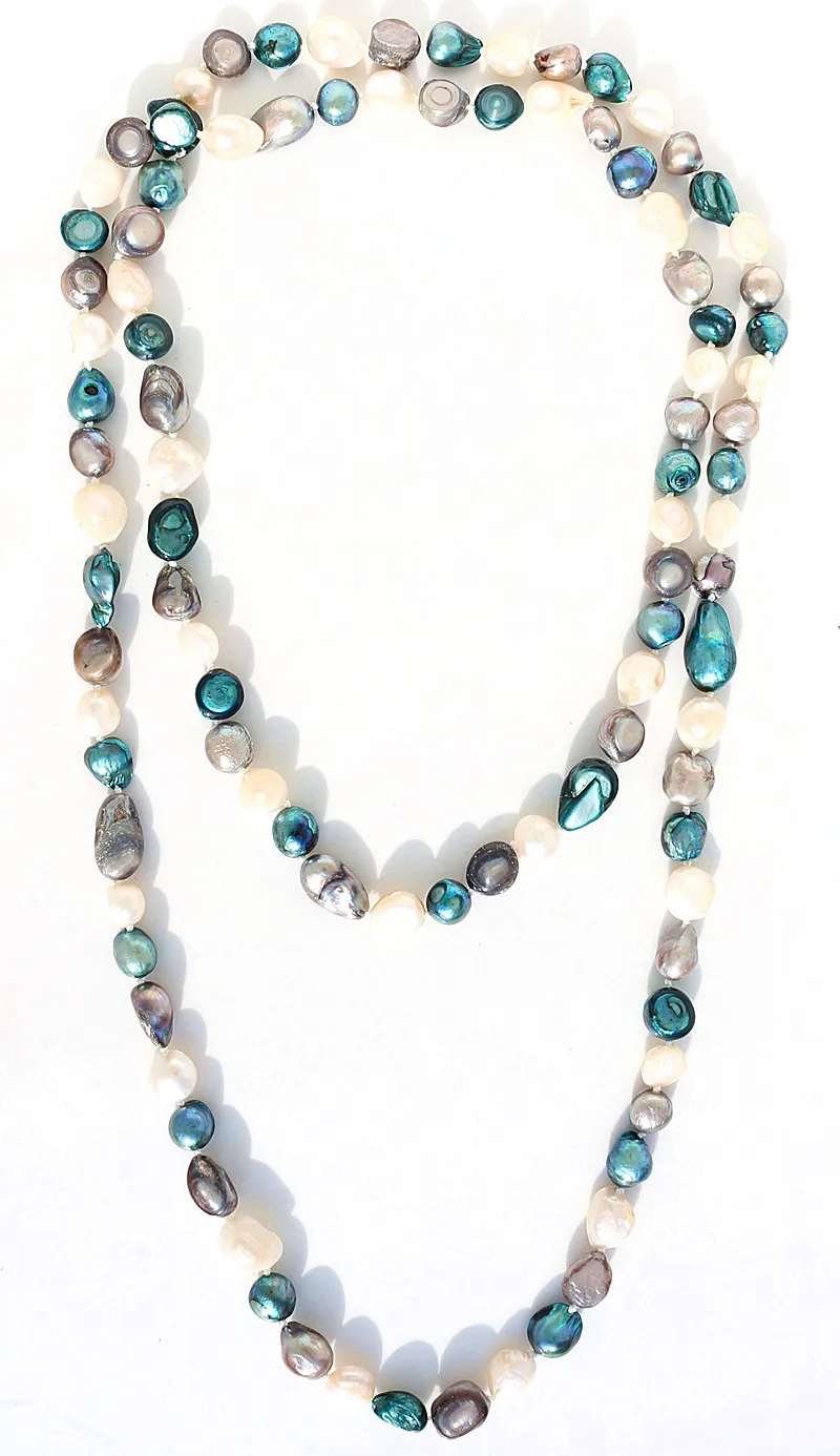 

Natural Shell Bead Chain Long Color Necklace Handmade Women Necklace