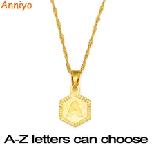 Anniyo A-Z 手紙ゴールドカラーの魅力のペンダントネックレス女の子英語イニシャルアルファベットチェーンジュエリーベストギフト #114006(China)