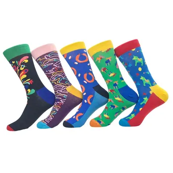 

PEONFLY Happy Funny Men's Socks High Quality Combed Cotton Long Colored Dress Socks Novelty Tube Skateboard Wedding Socks Cool