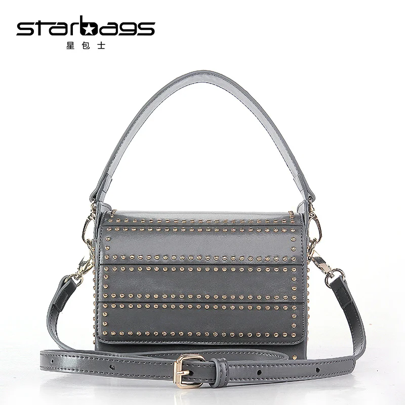 

Starbags 2018 suitable for women's casual simple solid punk style rivet small shoulder bag