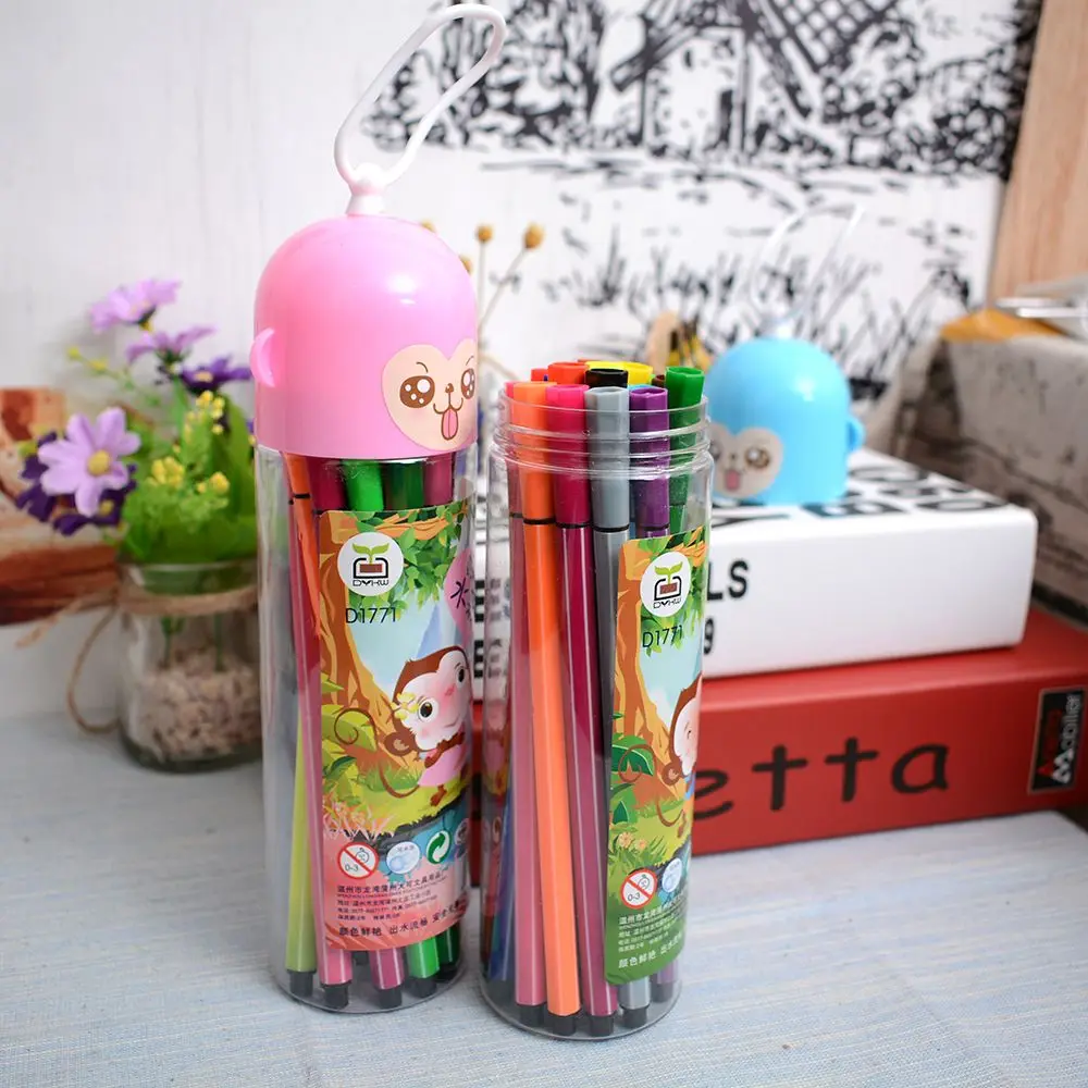 

18 Colors/Cartoon Box Water Color Pen Set Minions Brush Marker Highlighter for Kids Stationery Art Markers Supplies School