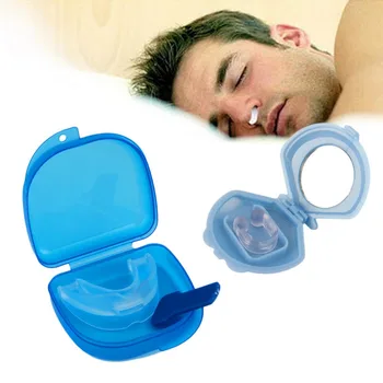 

2 types/set Silicone Dental Stop Anti Snoring Anti Snore Stopper Mouthpiece Tray Stopper Sleep Apnea Mouthguard + Nose Clip