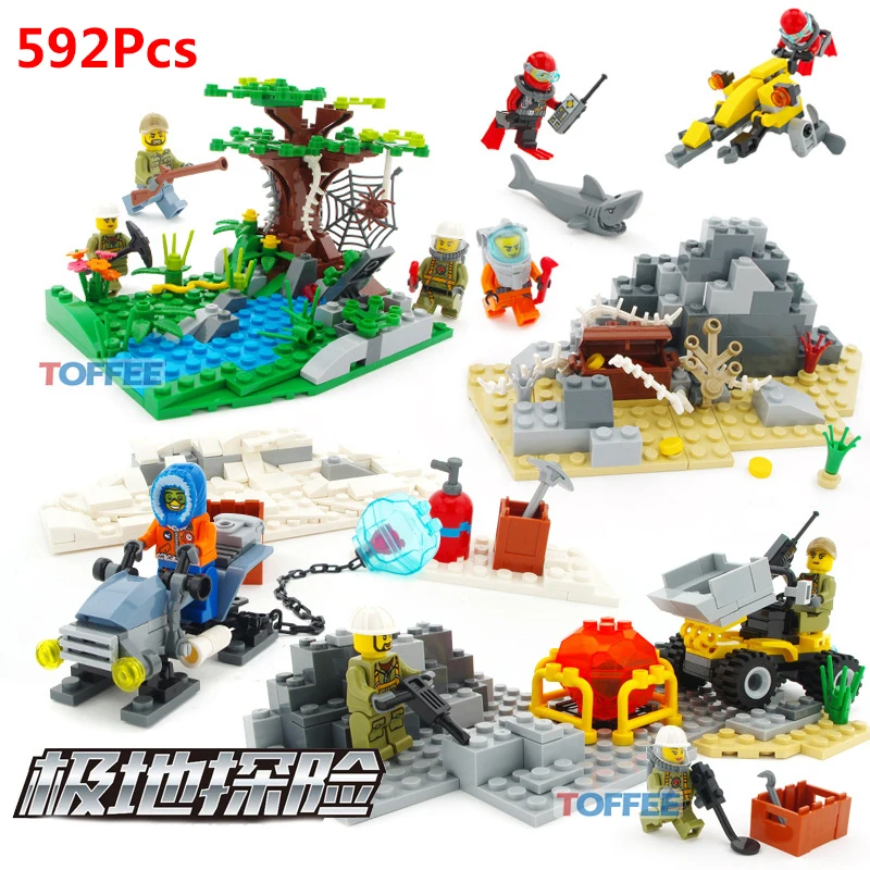 

592Pcs Undersea Series Exploration Compatible Legoed City Figures Enlighten BricksToys For Kids Boy's Birthday Gift