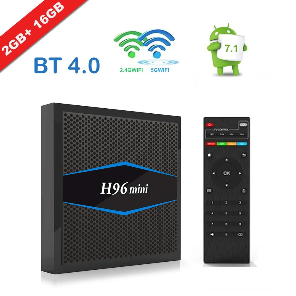 

H96 Mini Android 7.1 TV Box Newest Version Amlogic S905W Quad Core Media Player Support 2.4G/5G Dual Wifi 4K BT 4.0 Smart TV Box