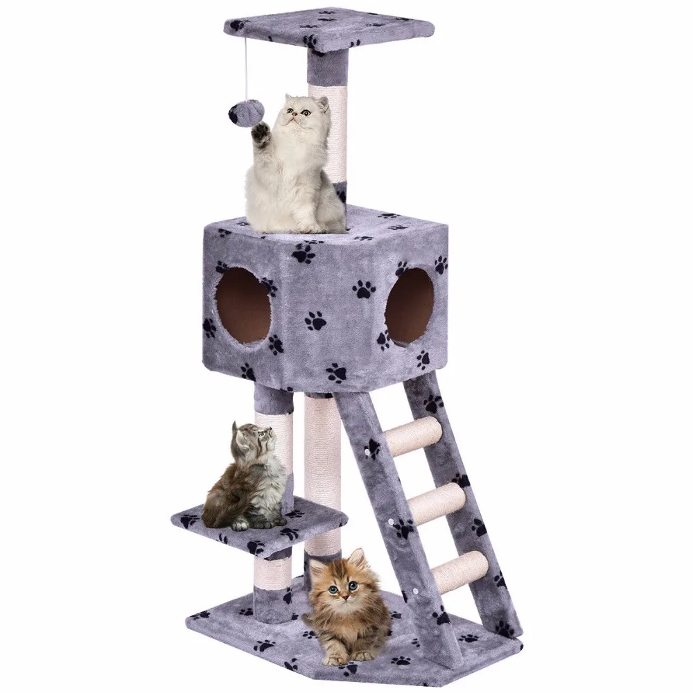 Best Goplus Pet Cat Tree Play House Tower Condo Bed Scratch Post Kitten Pet House Tower Wood Cat Climbing Frame PS7001